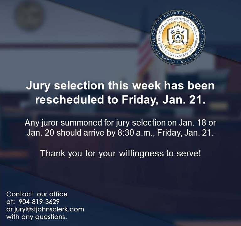 Jury selection rescheduled to Jan. 21