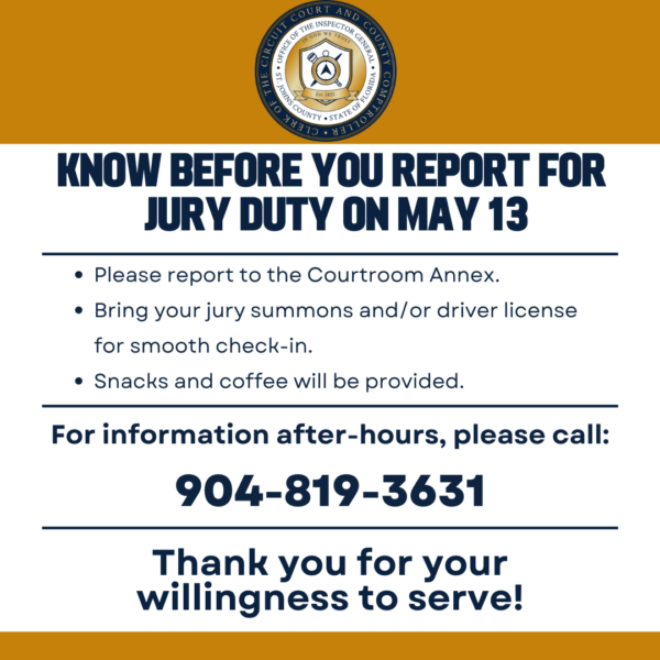 Know Before You Report: Jury Duty – 13 May