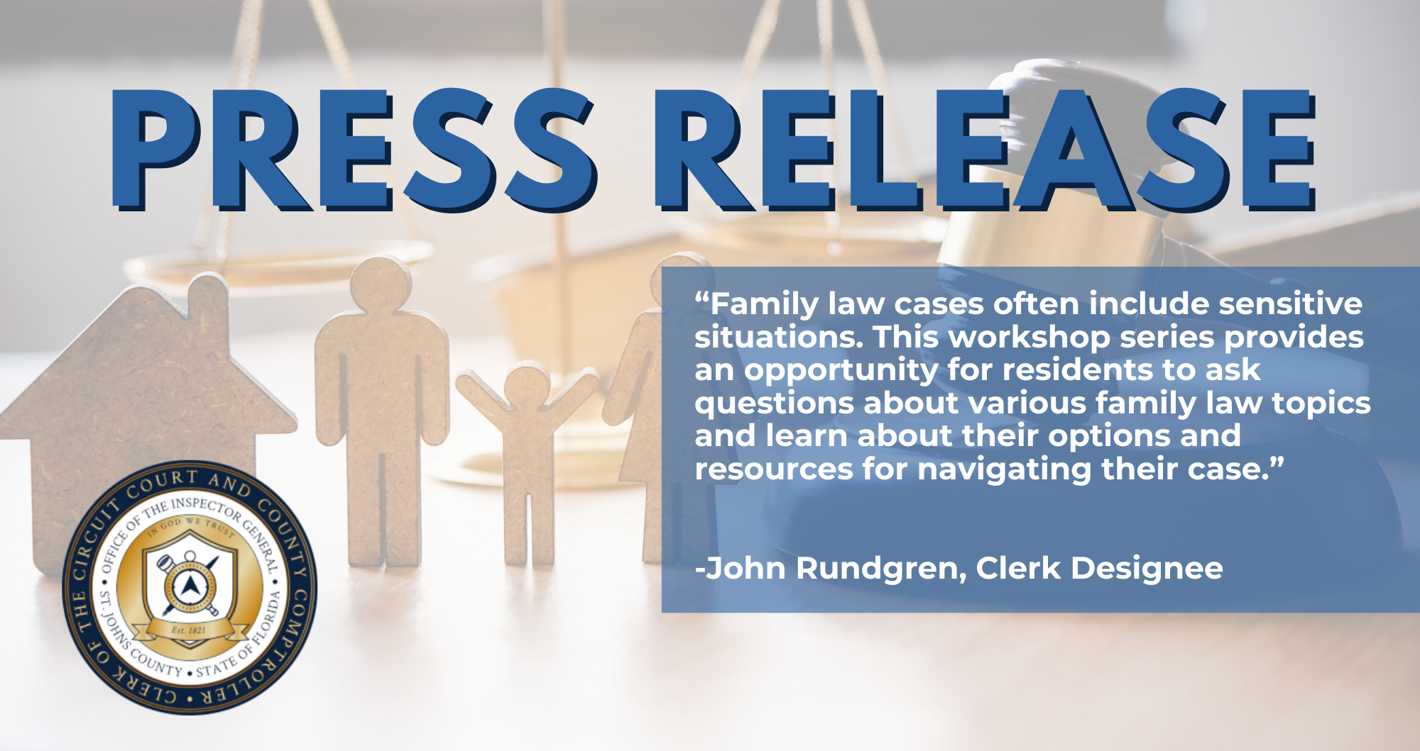 Clerk’s Office to Host 2nd Family Law Workshop on September 4