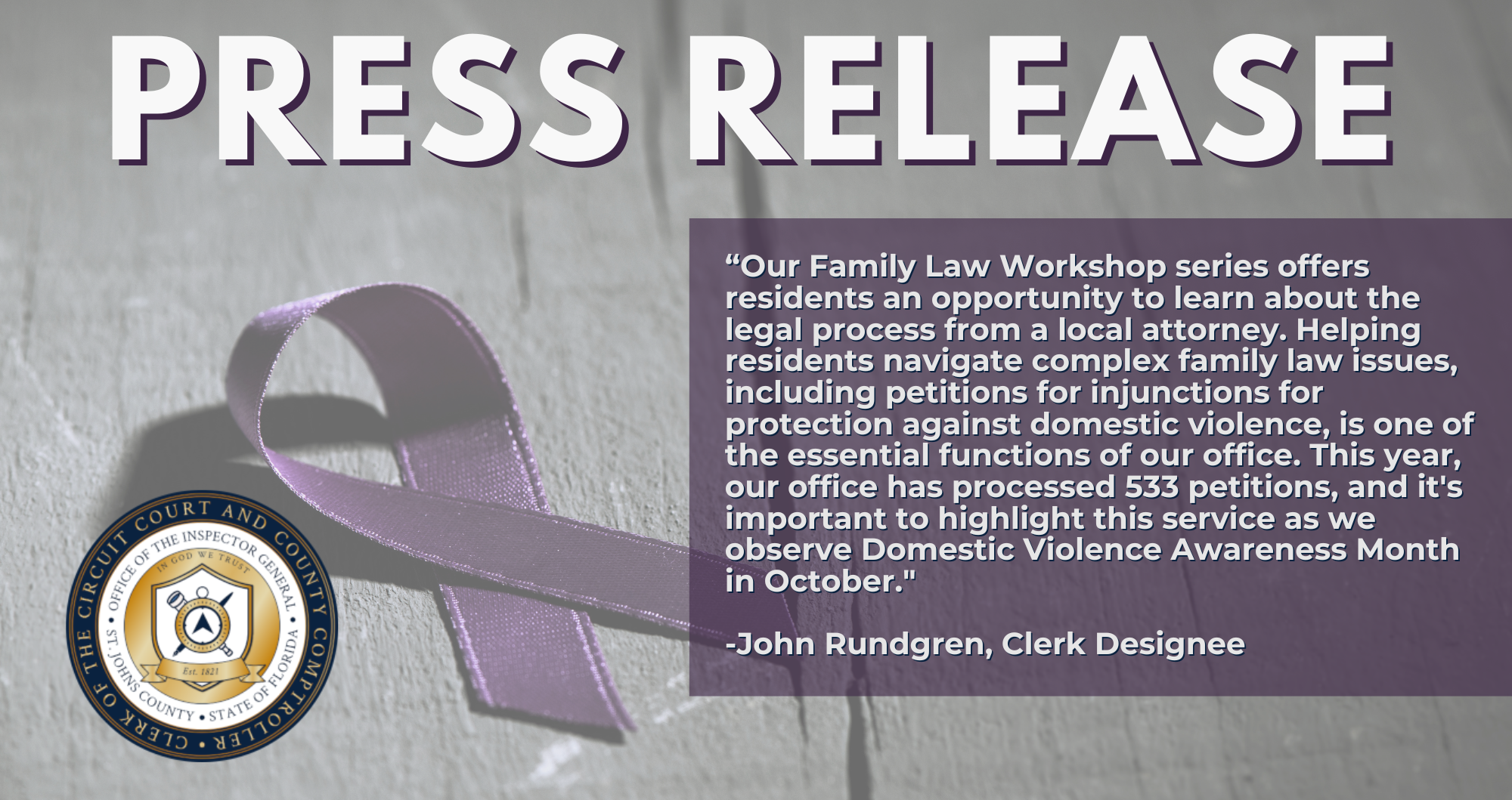 Clerk’s Office to Host 3rd Family Law Workshop on Oct. 2