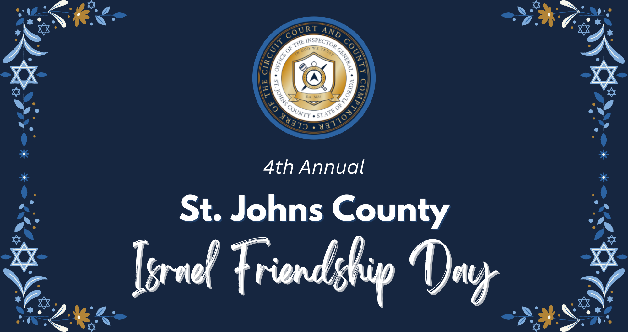 Clerk’s Office to Recognize St. Johns County – Israel Friendship Day on Oct. 15